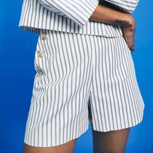 Zara Striped Bermuda Shorts with Buttons